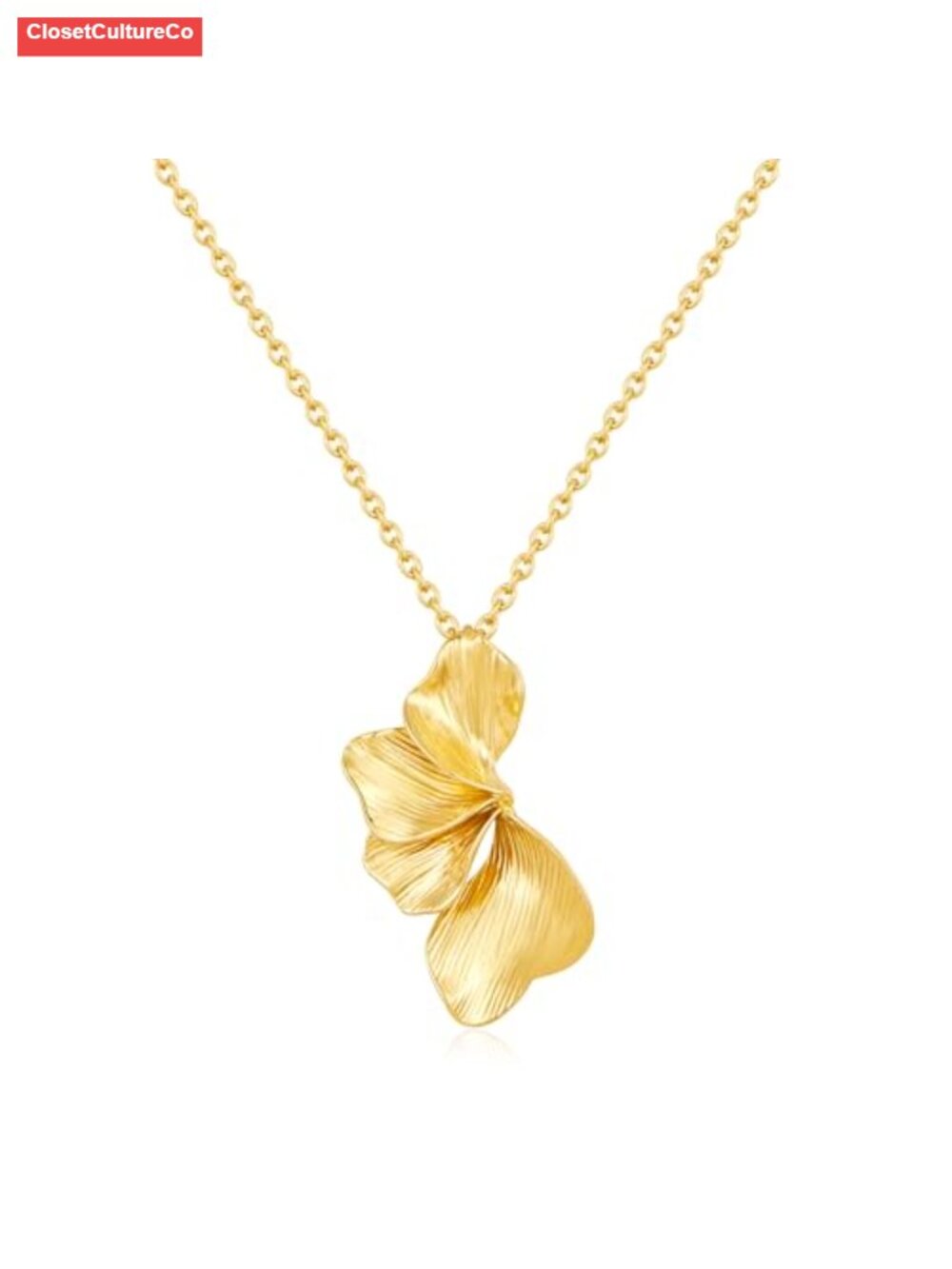 14K Gold-Plated Big Flower Pendant Necklace Chunky Chain Wedding Prom Jewelry